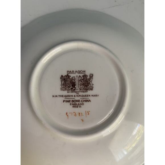 Paragon Yellow Teacup & Saucer Double Warrant Demitasse Gold HM Queen Vintage - Picture 8 of 12